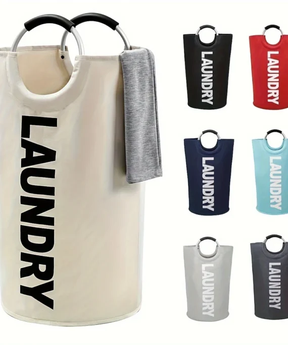 Large Capacity Laundry Basket Stylish Hamper with Soft Cushion Handle Foldable Multi-Purpose Storage for Bathroom Laundry Room