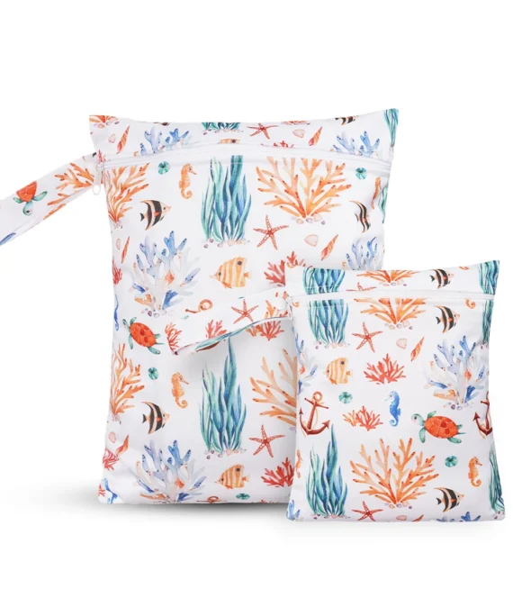 2pcs/set Waterproof And Reusable Wet Dry Bags For Diapers Travel Beach Pool Daycare Baby Items Yoga Gym Bag for Swimsuit