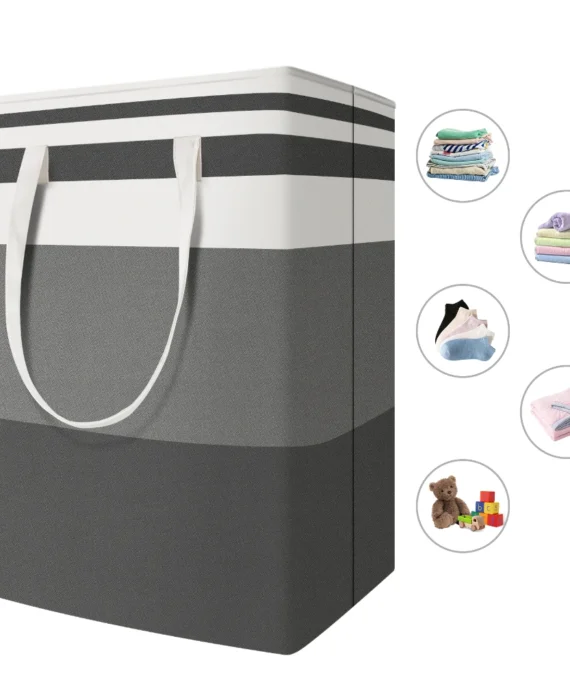 Large Laundry Baskets Waterproof Freestanding Laundry Hamper Collapsible Tall Clothes Hamper with Extended Handles for Clothes