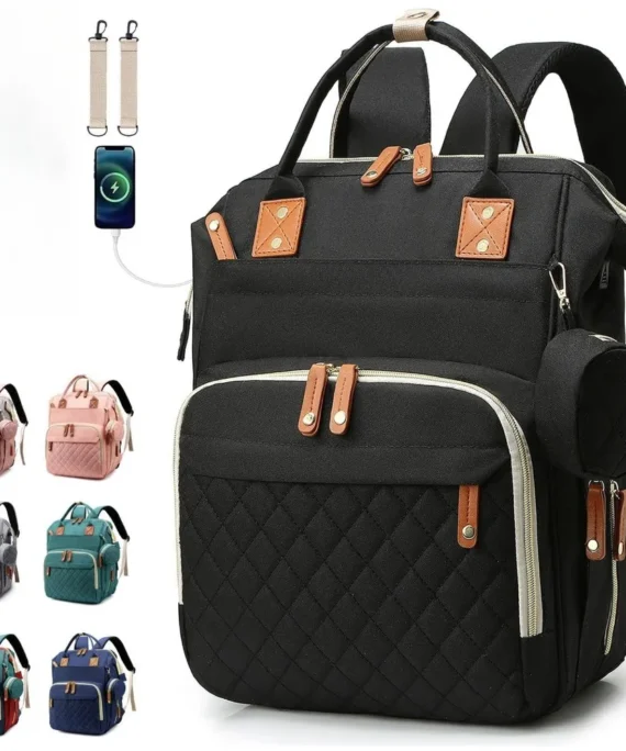 Multifunctional Diaper Bag Backpack , Baby Girl Boy Diaper Bag with Pacifier Case, Large Capacity Nursing Diaper Bag for Travel