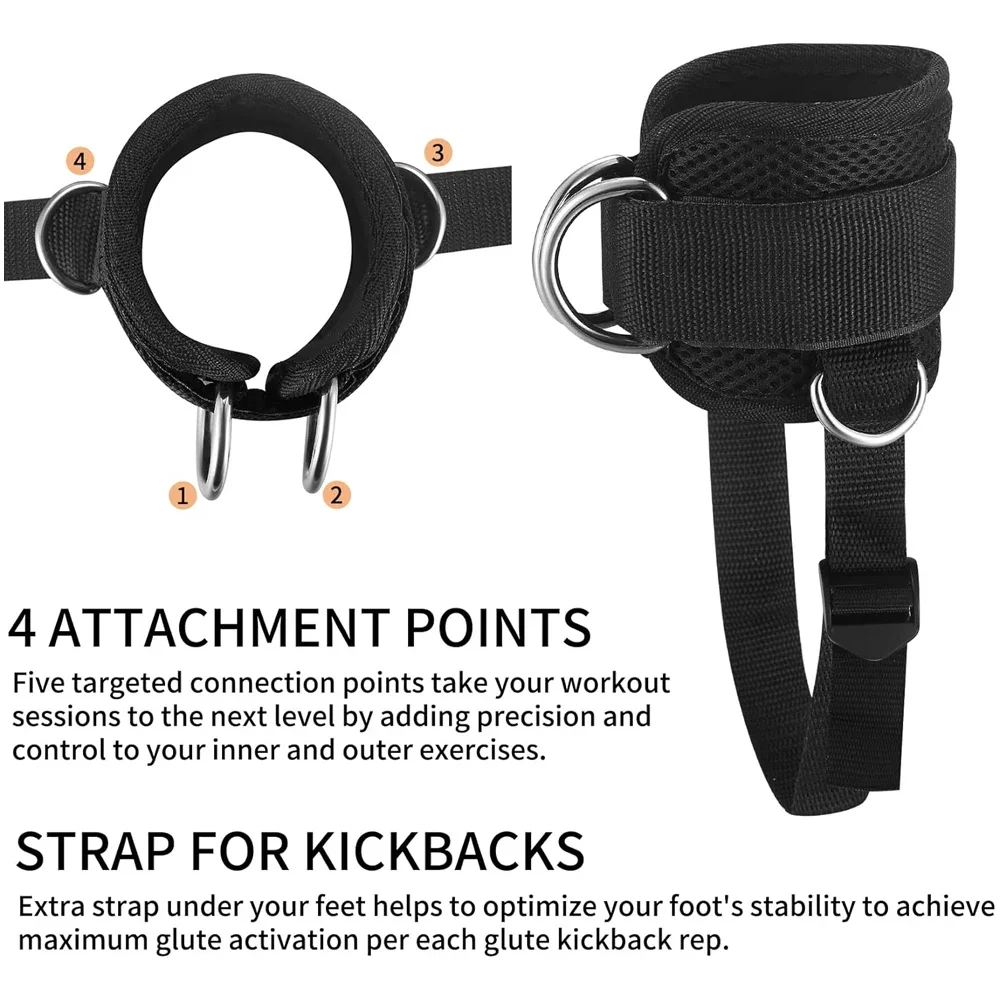 1/2Pcs New Ankle Straps for Cable Machines Kickbacks – Adjustable Comfort Ankle Cable Attachments for Gym Ankle Leg Extensions