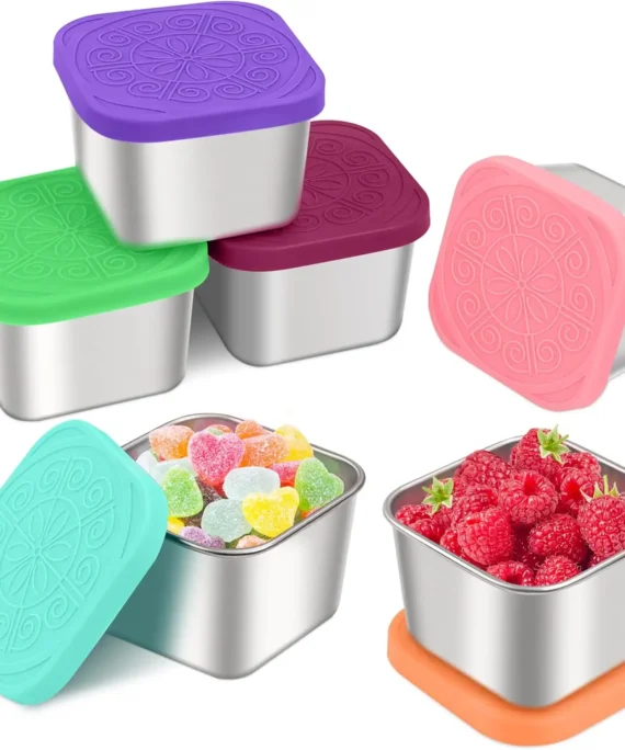 Stainless Steel Snack Containers for Kids Easy Open Leak Proof Reusable Snack Box Container with Lids Small Lunch Containers