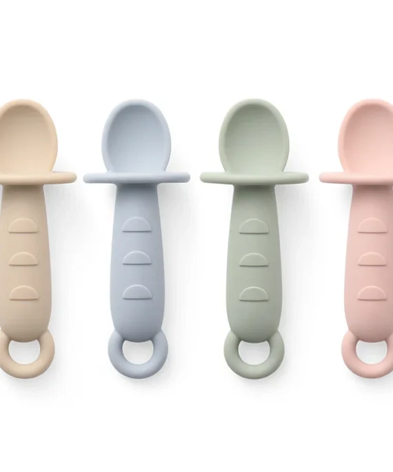 100% Silicone Self Feeding Spoons for Baby Infant Soft-Tip Training Spoon Toddler Starter Led Weaning 2pack